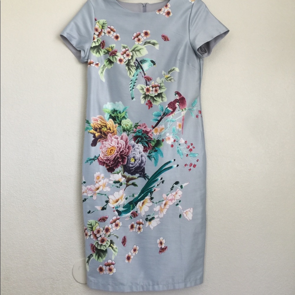 Baby blue silky dress with designs!
